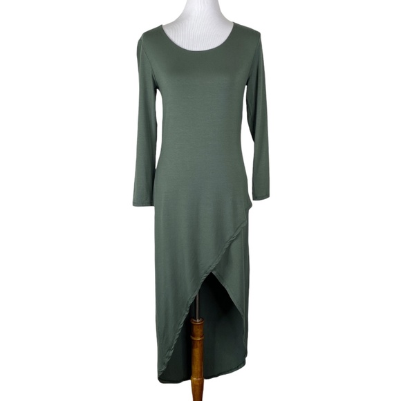Benjamin Jay Layne Hi Low Zip Dress Olive Green L NWT - Picture 1 of 9